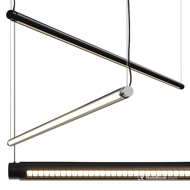 Modern Linear Pendant Light With Sleek Metal Finish For Contemporary Interior Design 3d model 