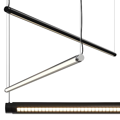 Modern Linear Pendant Light With Sleek Metal Finish For Contemporary Interior Design 3d model