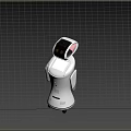 Modern White Robot With Black Head Display Screen And Arm