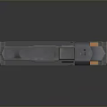 3D Rendered Orange And Black Train Locomotive With Reflective Surface On Gray Background