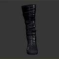 Leather Ruched Design Knee High Boots With High Heel For Women