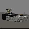 Modern Coffee Tables Black and Marble Design Featuring Flower Vase Books Lemon Bowl Coasters