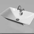 Modern White Square Bathroom Sink Basin With Chrome Faucet And Sleek Design