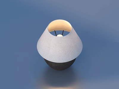 Modern Table Lamp With White Fabric Shade And Dark Base On Blue Background 3d model