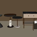 Modern Design Side Tables Collection with Metal Frames and Various Styles 3d model