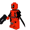 Lego Deadpool Building Block Figure Red Black Design With Samurai Swords And Gun