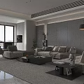 Modern Living and Dining Room Interior With Sofa Coffee Table Fireplace and Decorative Plants