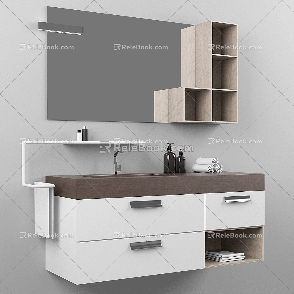 Modern Bathroom Mirror Cabinet Combination Modern Bathroom Bathroom Bathroom Mirror Bathroom Cabinet Faucet Washbasin Home Furniture 3d model