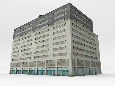 Multi Storey Office Building With Gray And Beige Exterior And Numerous Windows 3d model