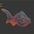 Vibrant Turquoise And Orange Fish Character As Artistic Decorative Figurine