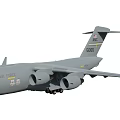 C17 Transport Aircraft Front View Featuring Four Engines Tail Section And Landing Gear
