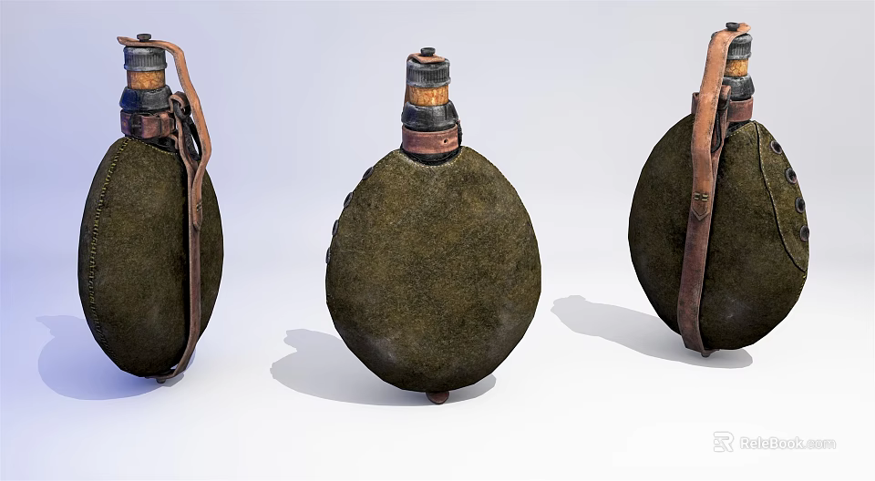 Vintage Household Electric Kettles With Green Moss Like Surface And Leather Straps 3d model 