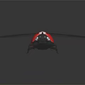 Red Ladybug With Black Spots And Extended Wings On Dark Shiny Surface 3d model