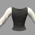 Fitted Black Vest Top with White Long Sleeves and Front Lacing Detail