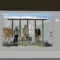 Anti Outdoor Clothing Store Window Display With Mannequins Mountain Backdrop Price Tags And Plants
