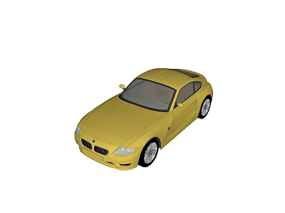 Yellow Two Door Sports Car With Silver Wheels And Smooth Exterior Design 3d model