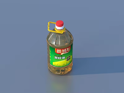 Luhua Blended Edible Oil in Transparent Bottle with Yellow Handle and Red Cap 3d model