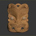 Traditional Handcrafted Wooden Mask With Intricate Carvings And Pearl Eyes Design