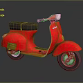 Red Vintage Scooter With Black Seat And Classic Retro Design Features