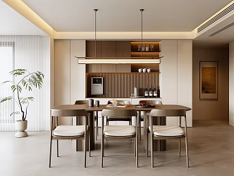 New Chinese Style Song Style Restaurant New Chinese Style Restaurant Solid Wood Dining Table and Chair New Chinese Style Sideboard New Chinese Style Chandelier 3d model