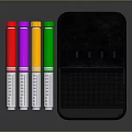 Five Vibrant Colored Markers With Black Storage Pouch For Daily Stationery Use