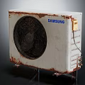 Samsung Rusted White Air Conditioner Fan with Black Fan Component and External Wires