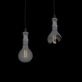 Vintage Glass Pendant Lights With Metal Bases Hanging In Minimalist Room