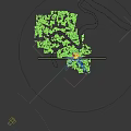 Aerial View Planning of High Rise Buildings with Green Vegetation Near River Roads and Trees