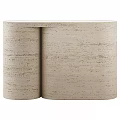 Light Travertine Side Table With Modern Double Cylinder Connected Natural Texture 3d model