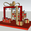 Gift Area Display With Red Stand Bow Decoration And Gift Boxes 3d model