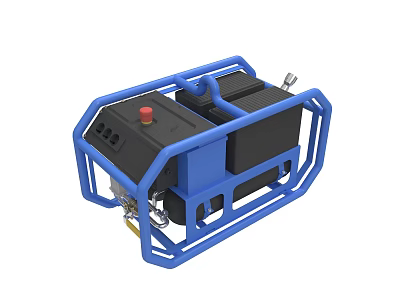 Portable Industrial Equipment With Blue Frame Black Components And Red Button 3d model