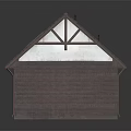 Red Brick Warehouse Building With Brown Roof And Multiple White Garage Doors