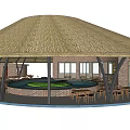Outdoor Membrane Canopy Structures With Tables And Chairs For Leisure Area 3d model