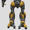 Yellow And Black Robotic Figure With Mechanical Armor And Detailed Joints