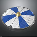 Classic Shield With Blue And White Stripes And Golden Sphere Center Design