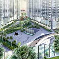 Modern Waterfront Residential Buildings With Lush Greenery And Scenic Seaside View