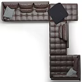 Brown Leather Modular Sofa Design With Multiple Cushions And Angles 3d model