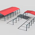 Red Canopy Outdoor Carport Designs With Metal Frame In Two Sizes