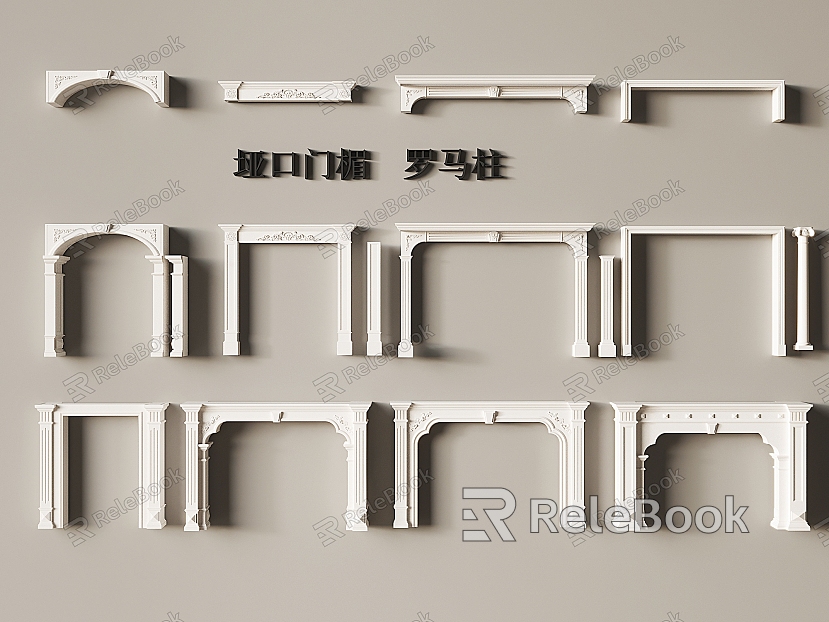 European-style Pass Door Cover Carved Lintel Carved Door Cover Roman Column model