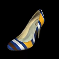 Stylish Striped High Heels with Blue Yellow White and Brown Color Patterns