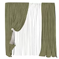 Elegant Green Velvet Curtains With White Sheer Panels And Window Tieback Decor