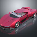 Red Sports Car Featuring Futuristic Aerodynamic Design Unique Exterior And Sleek Wheels
