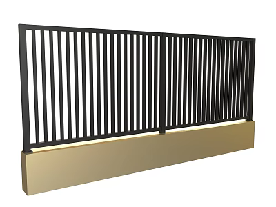 Black Vertical Slat Railing With Gold Base For Modern Outdoor Design 3d model