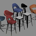 Modern Bar Chair Combination Stool 3d model