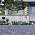 Elegant Landscape Feature Wall With Green Plants Colorful Flowers And Number 8 At Bella Residences