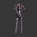 Modern Black Bodysuit Sculpture With Diamond Pattern Smooth Surface Short Sleeves And High Neck