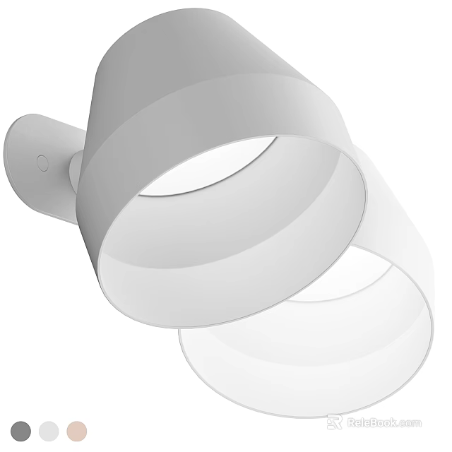 Sleek Modern White Wall Lamp With Double Layered Circular Shade Design 3d model