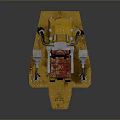 Modern Public Chair With Yellow Base Red Seat And Mechanical Metal Structure Design