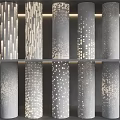 Modern Decorative Columns With Hollow Out Patterns And Lighting Effects On Gray Background 3d model