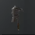 Medieval Iron Axe With Riveted Metal Blade And Wooden Handle Design